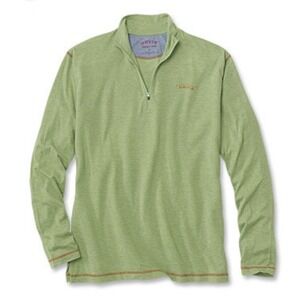 Orvis Mens Quarter Zip Pullover Sage Green Heathered Lightweight Sweatshirt M